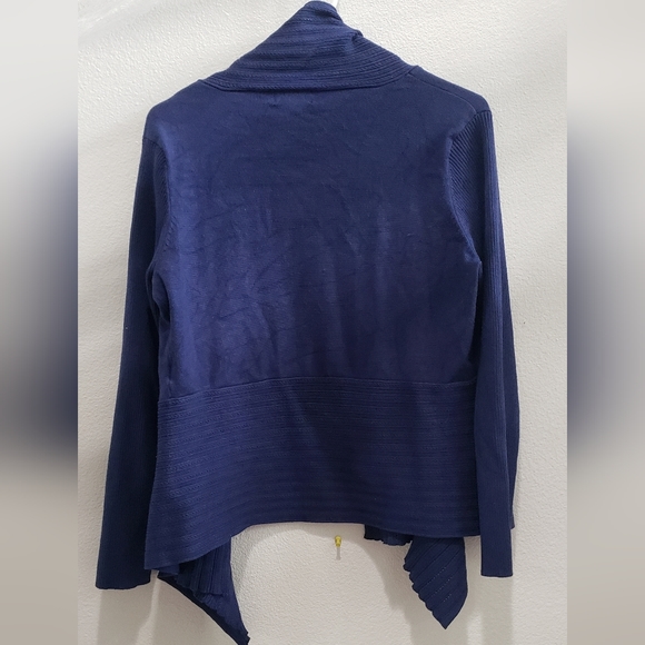 Cobalt blue cardigen sweater with ribbed detailing Liz Clairborne size PL - Picture 2 of 5